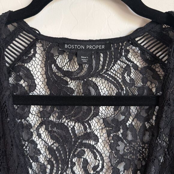 Boston Proper Black Lace Bell Sleeve Duster Cardigan Whimsy Goth Faerie Witchy - Picture 5 of 16